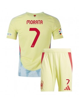 Spanien Alvaro Morata #7 Auswärts Trikotsatz für Kinder EM 2024 Kurzarm (+ Kurze Hosen)